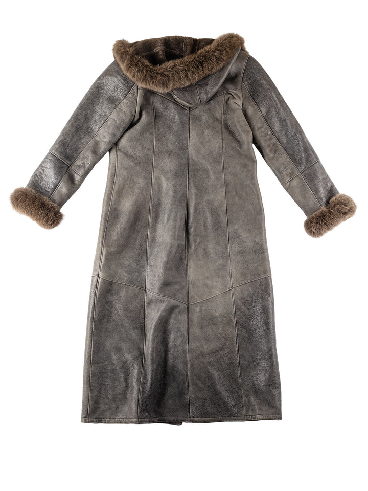 Vintage 70's Women Sheepskin Coat in GrayMN293