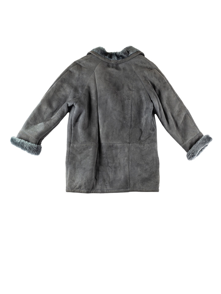 Vintage 80's Women Sheepskin Coat in GrayMN276