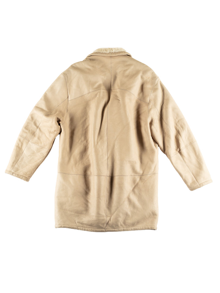 Vintage 80's Men Sheepskin Coat in BeigeVN470