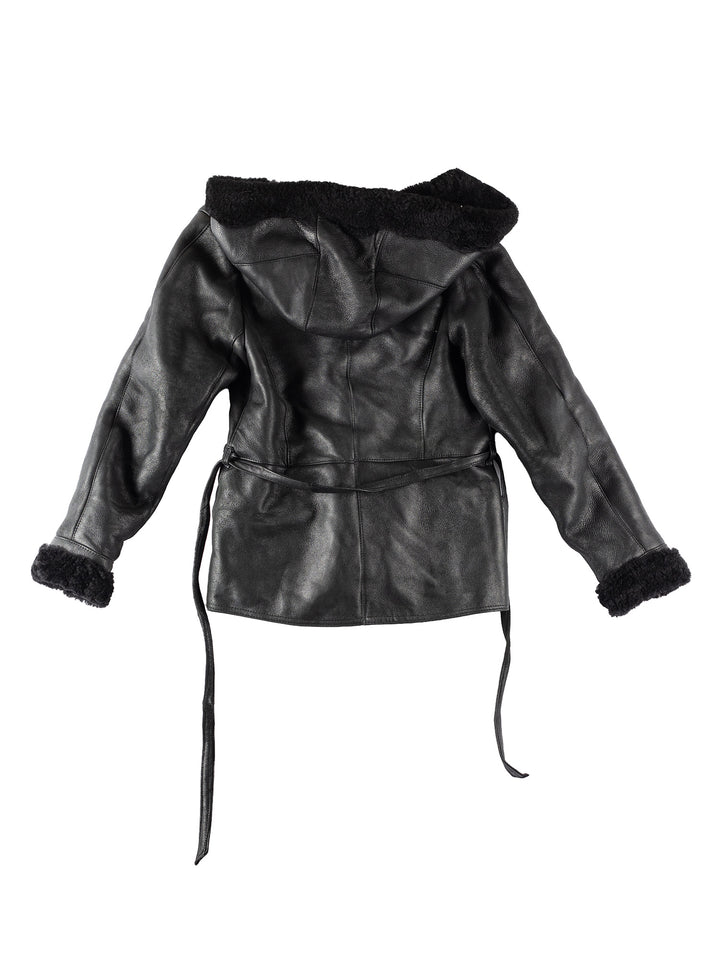 Vintage 80's Women Sheepskin Jacket in BlackMN302