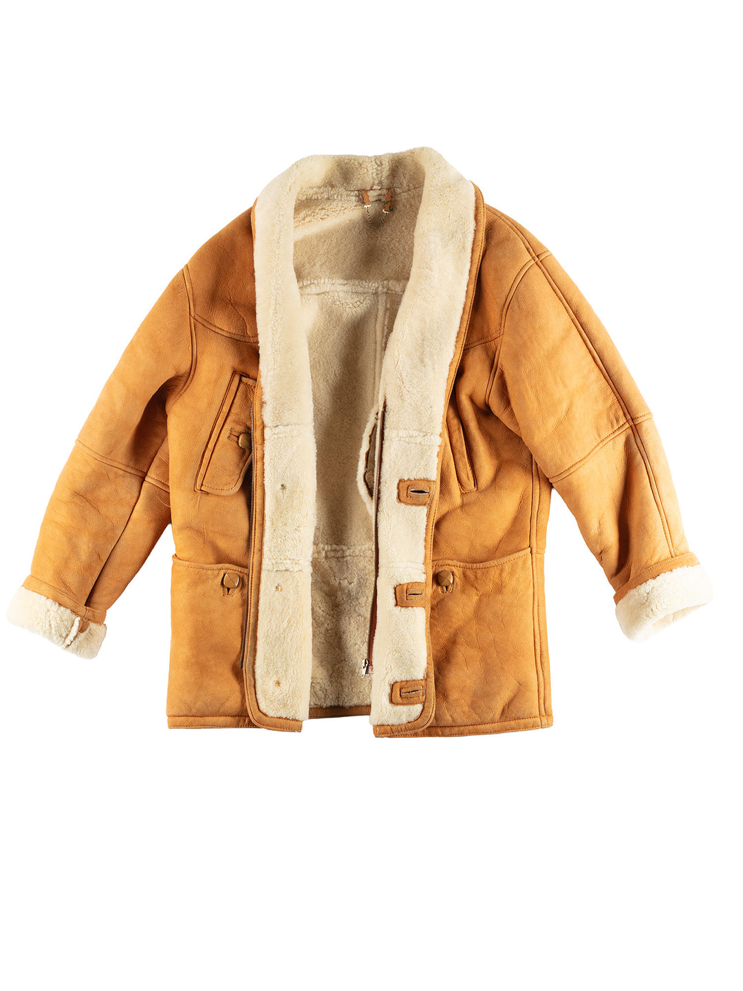 Vintage 80's Men Sheepskin Coat in Brown