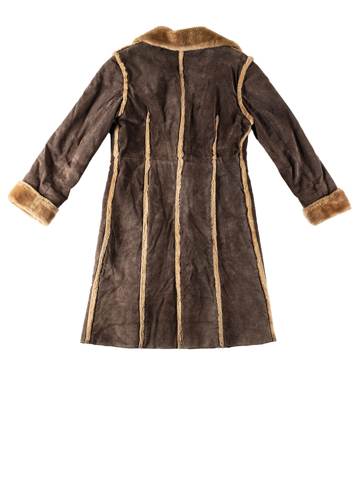 Vintage 70's Women Faux Sheepskin Coat in BrownMN344