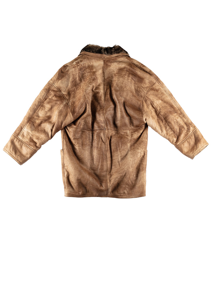 Vintage 80's Men Sheepskin Coat in BrownVN626