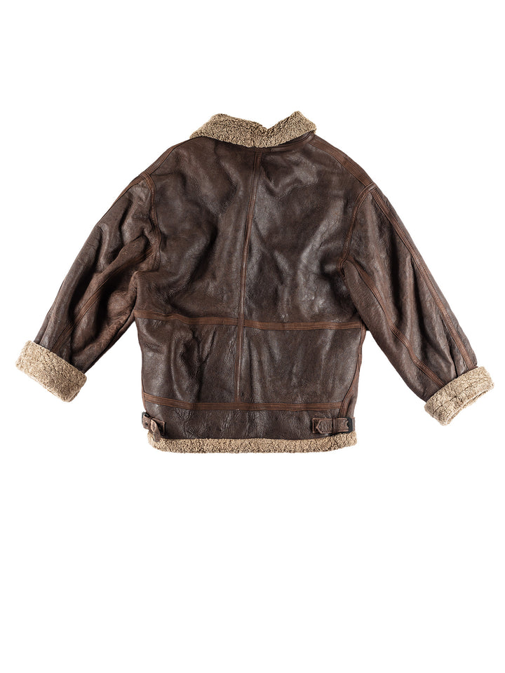 Vintage 80's Men Sheepskin Jacket in BrownVN451