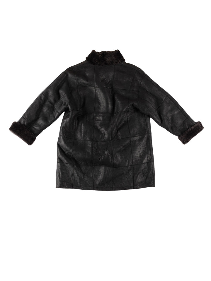 Vintage 80's Women Sheepskin Coat in BlackMN597