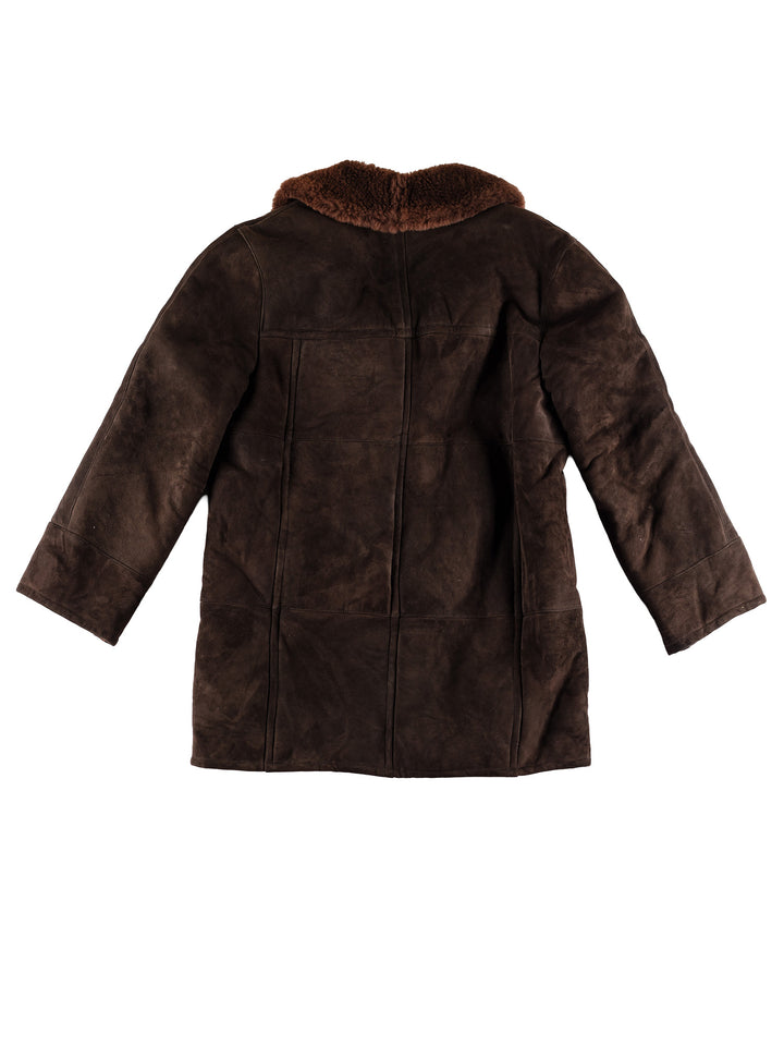 Vintage 80's Men Sheepskin Coat in BrownVN452