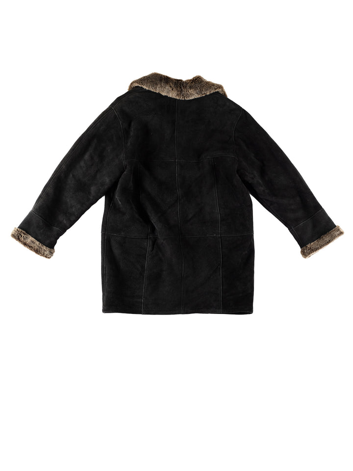 Vintage 80's Women Sheepskin Coat in BlackMN708