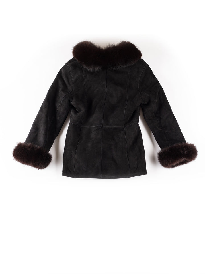 Vintage 70's Women Sheepskin Coat in BlackMN314