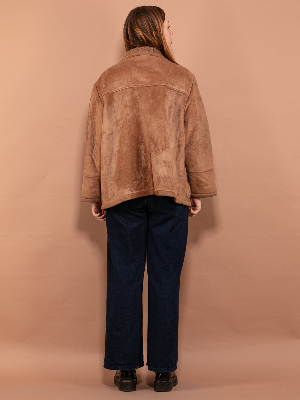 Vintage 90's Women Faux Sheepskin Jacket in Beige - NorthernGrip