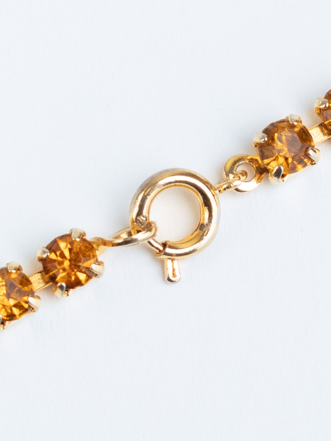 Vintage 50s Gold-Tone Amber Rhinestone Necklace