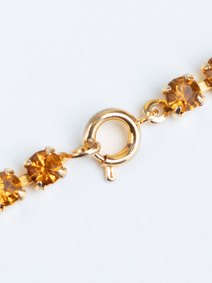Vintage 50s Gold-Tone Amber Rhinestone Necklace