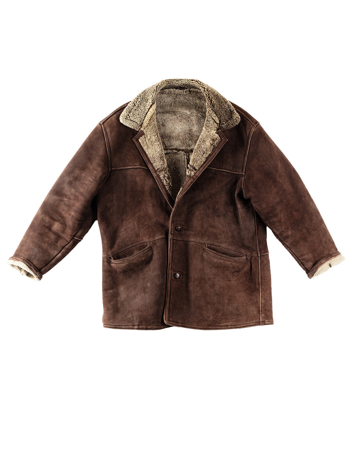 Vintage 80's Men Sheepskin Coat in BrownVN368