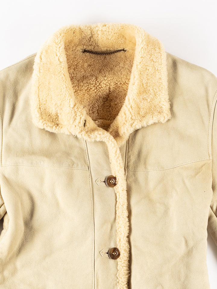 Vintage 70's Women Sheepskin Coat in BeigeMN283