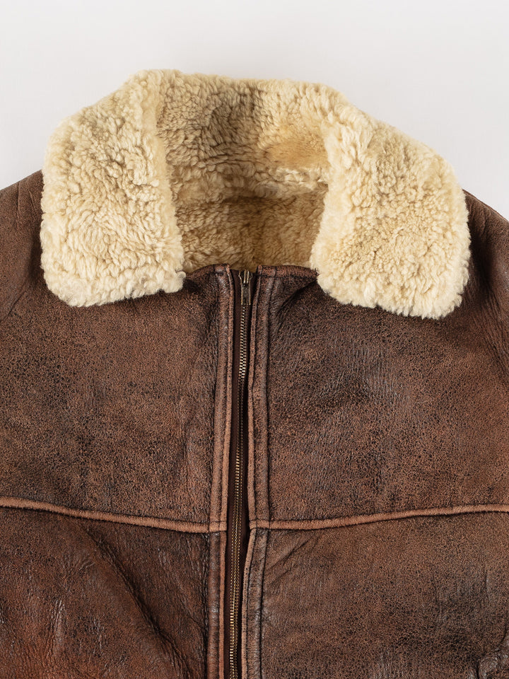 Vintage 80's Women Sheepskin Coat in BrownMN631