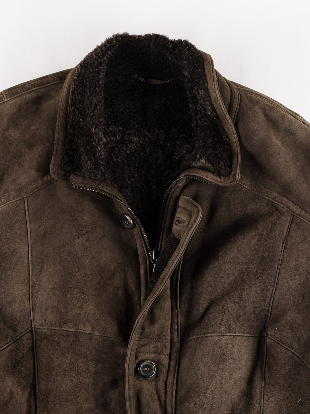 Vintage 80's Men Sheepskin Coat in KhakiVN462