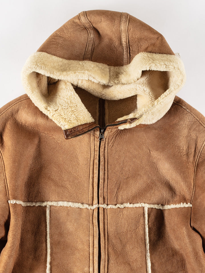 Vintage 70's Women Sheepskin Jacket in BrownMN723