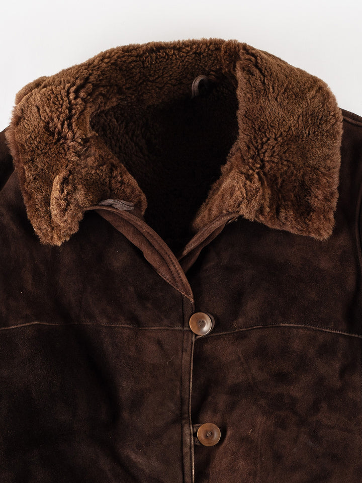 Vintage 70's Women Sheepskin Coat in BrownMN442