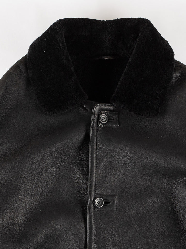 Vintage 80's Men Sheepskin Coat in BlackVN661