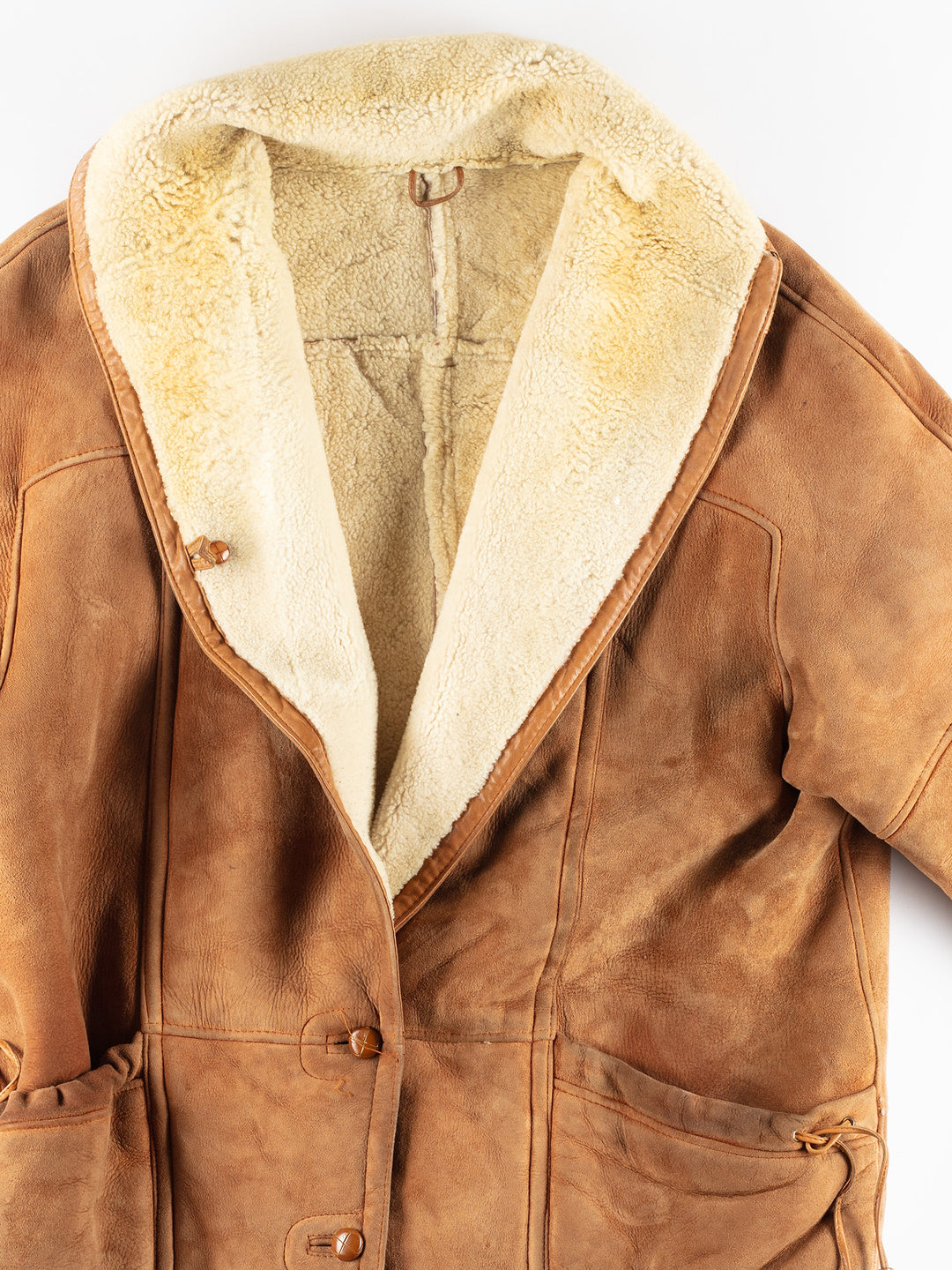 Vintage 80's Women Sheepskin Coat in Brown