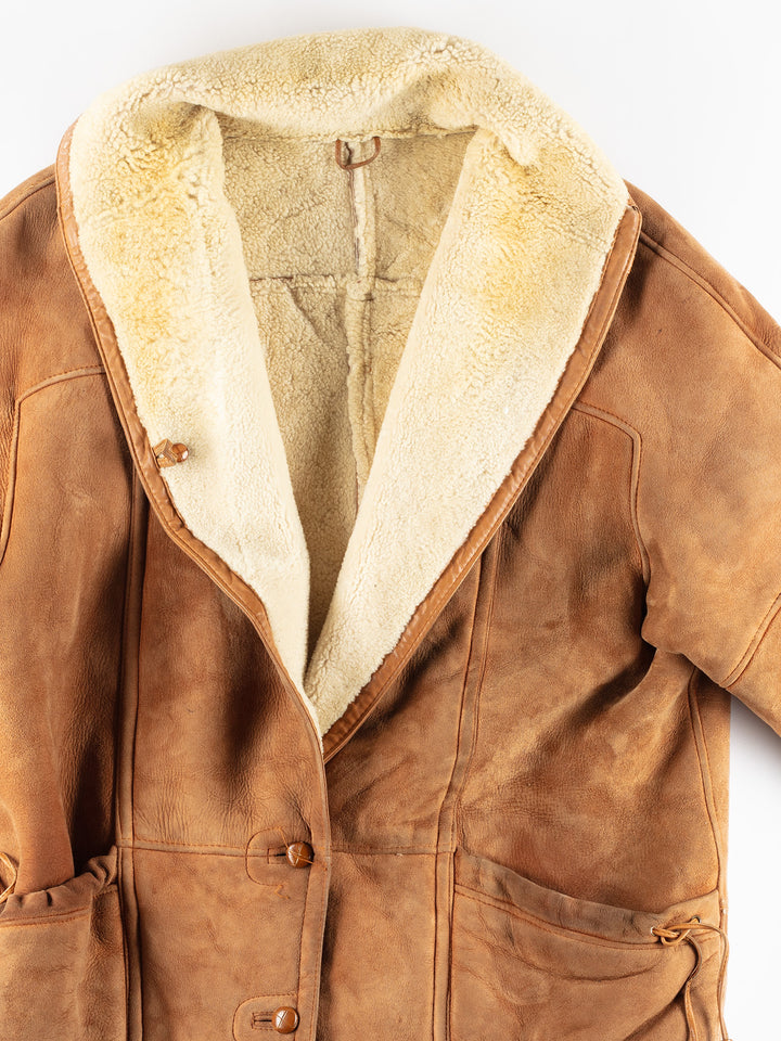 Vintage 80's Women Sheepskin Coat in Brown