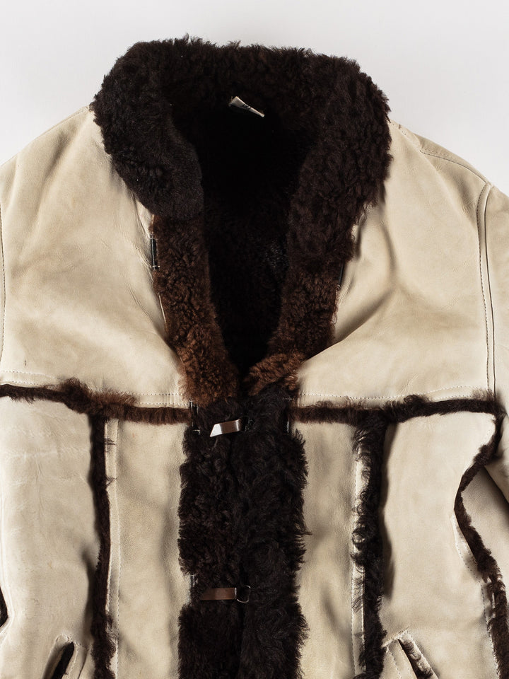 Vintage 70's Women Sheepskin Jacket in WhiteMN613