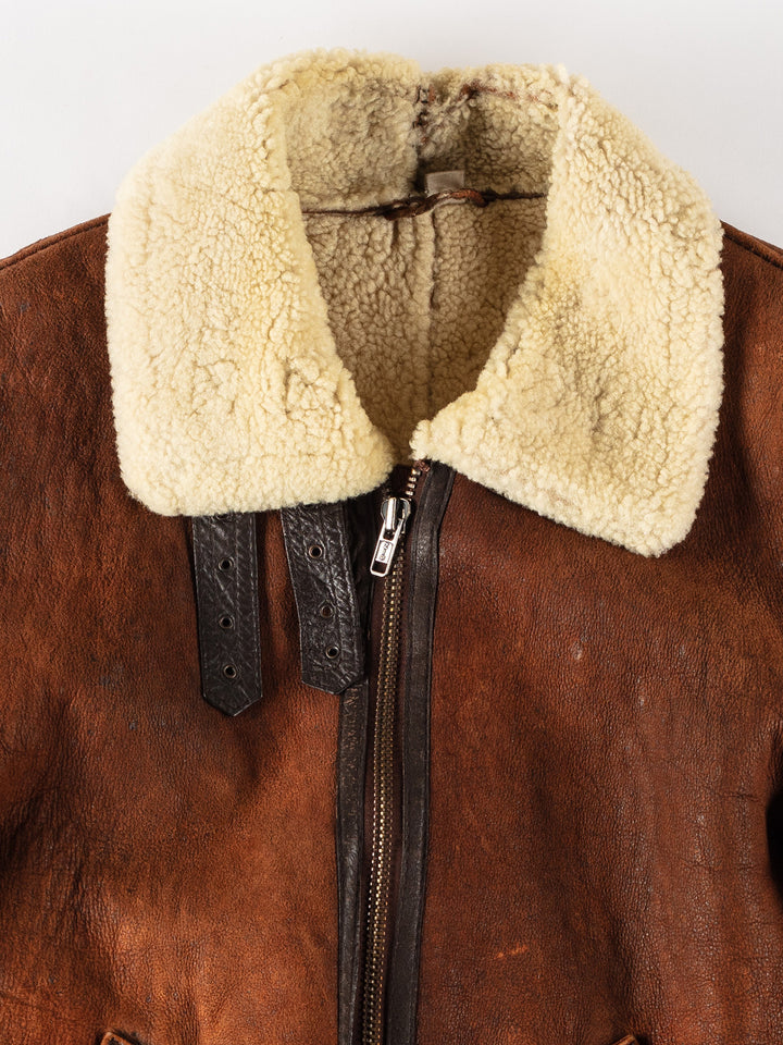 Vintage 80's Men Sheepskin Jacket in BrownVN410