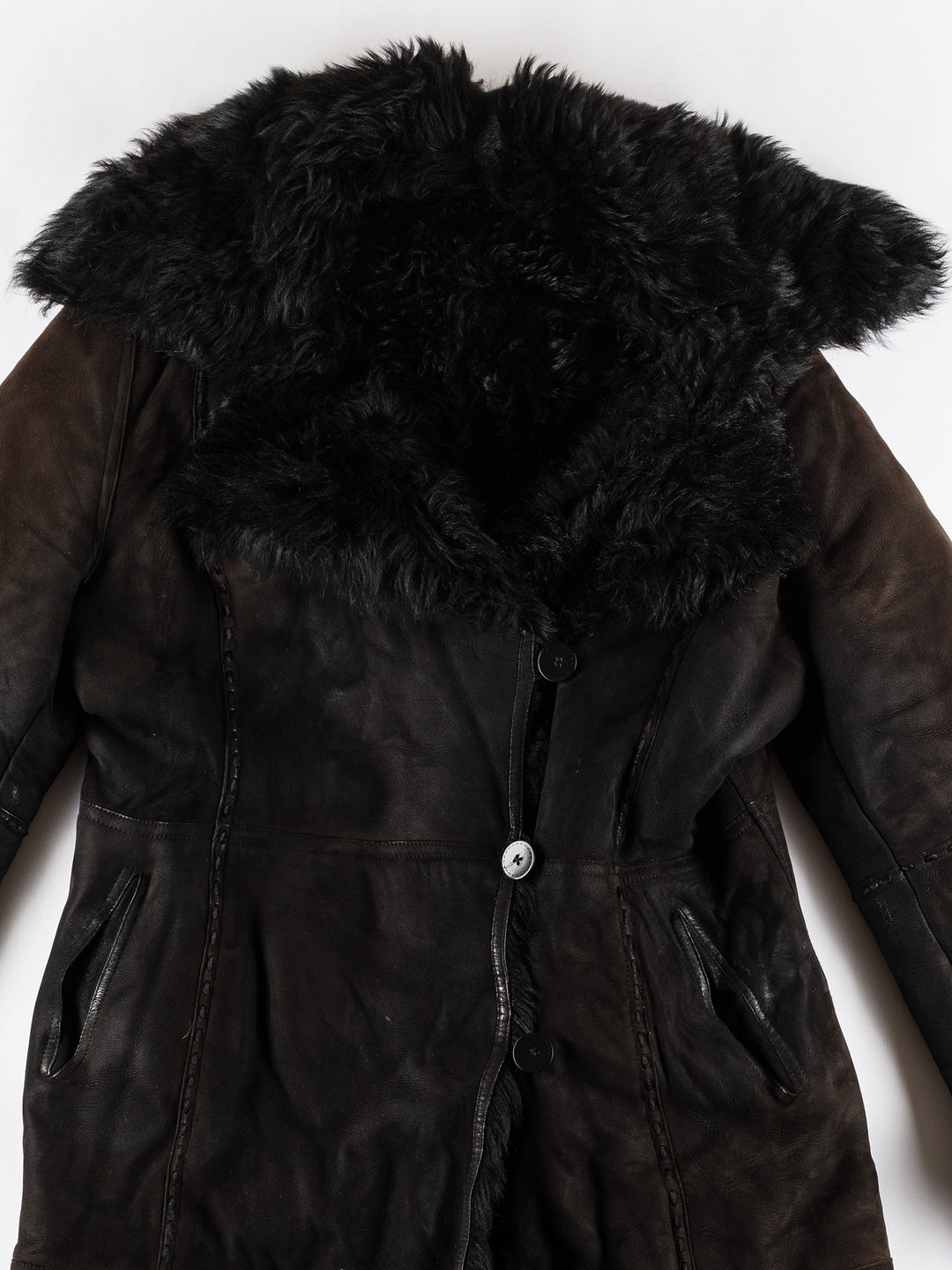 Vintage 70's Women Sheepskin Coat in BlackMN508