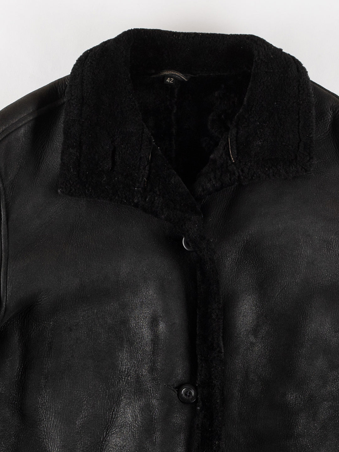 Vintage 80's Women Sheepskin Coat in BlackMN493