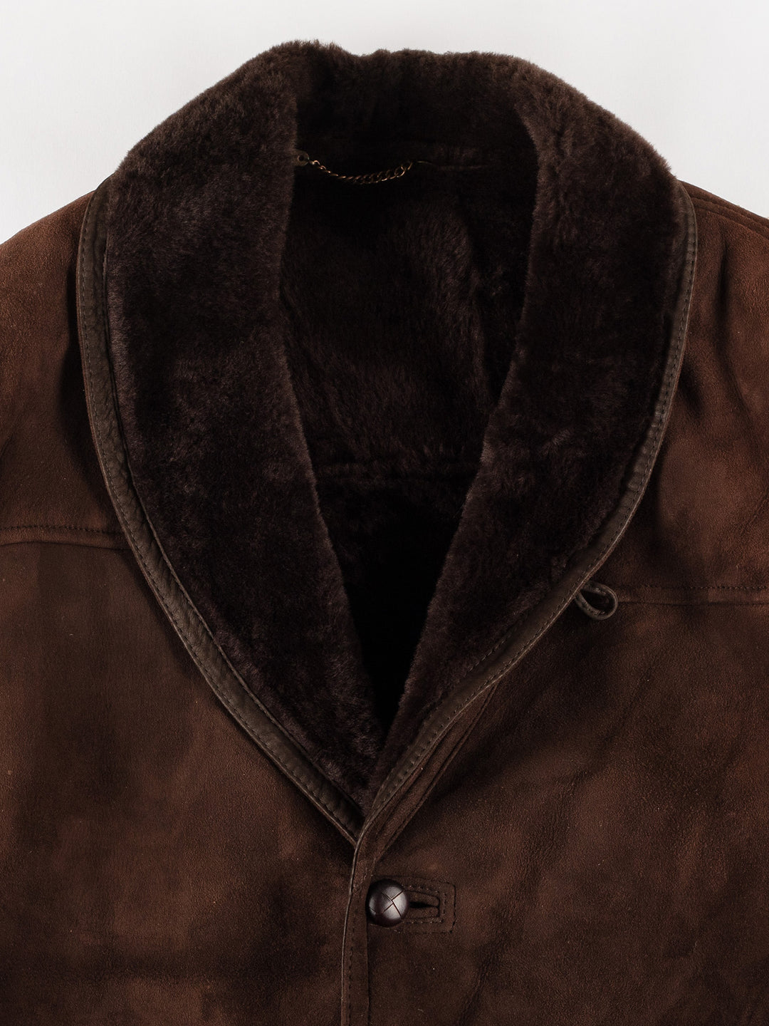 Vintage 80's Men Sheepskin Coat in BrownVN734