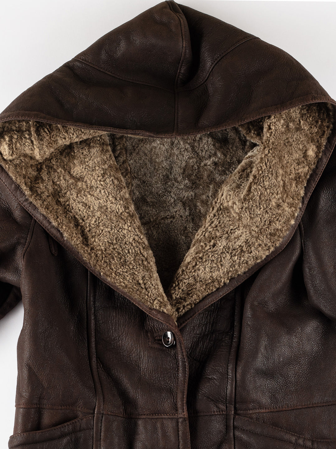 Vintage 80's Women Sheepskin Coat in BrownMN633