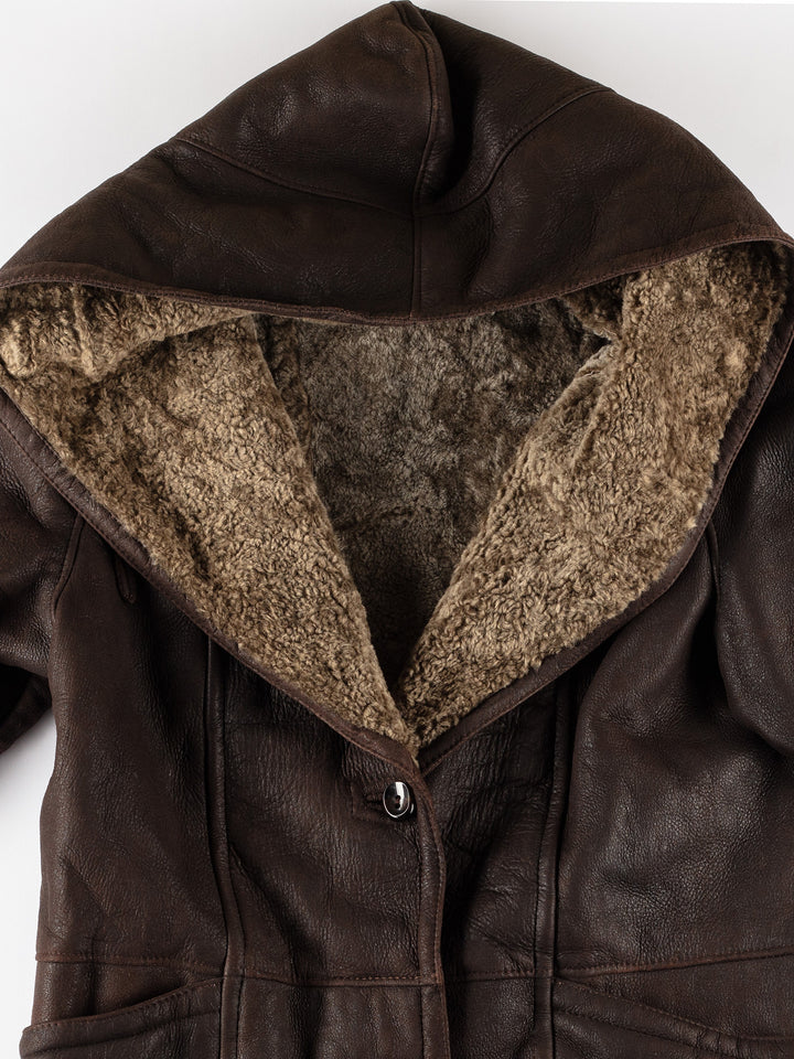 Vintage 80's Women Sheepskin Coat in BrownMN633