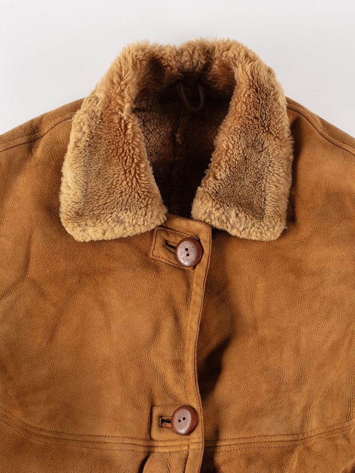 Vintage 80's Women Sheepskin Coat in BrownMN599