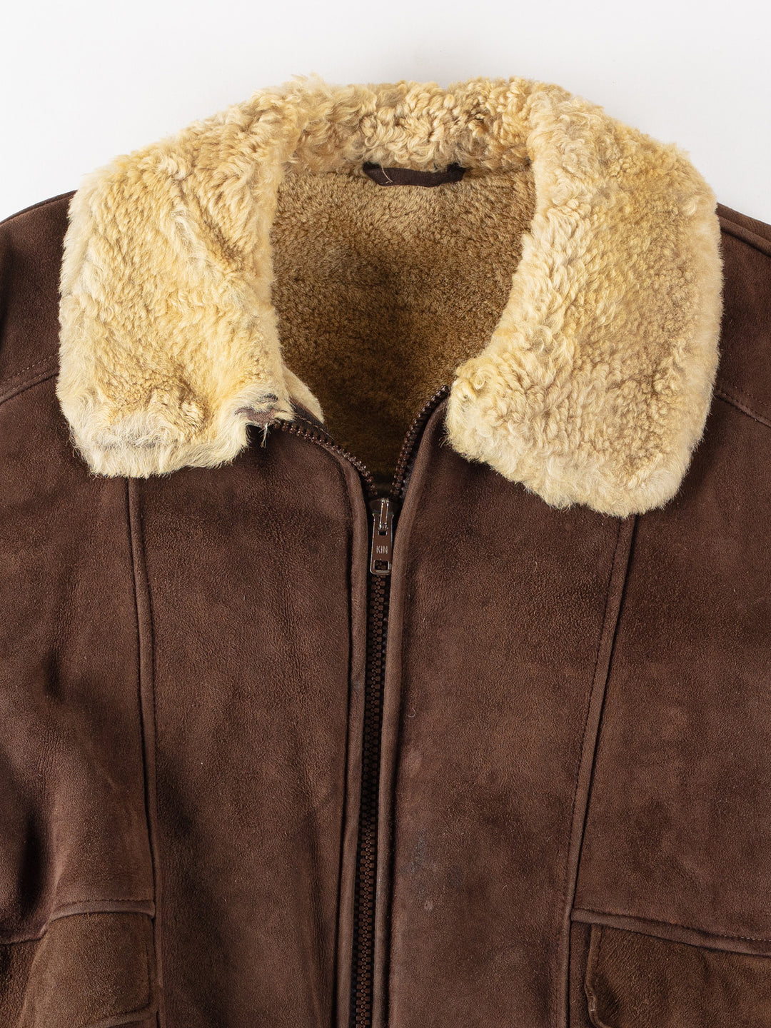 Vintage 80's Men Sheepskin Jacket in BrownVN285