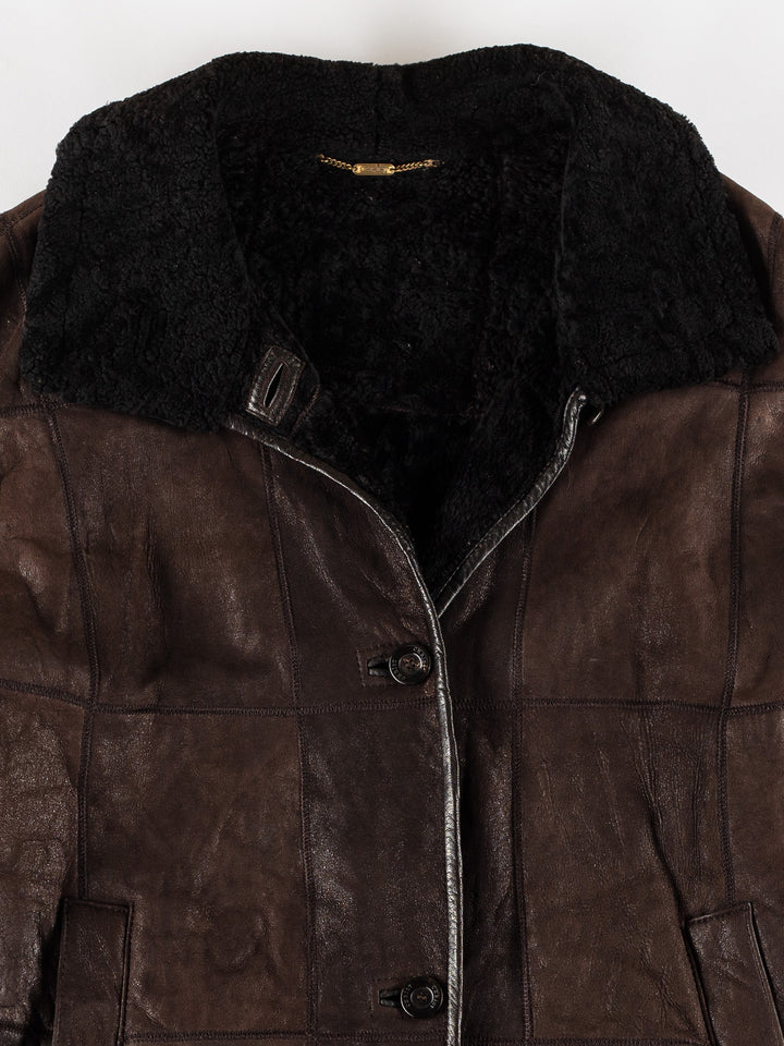 Vintage 80's Women Sheepskin Coat in BrownMN752