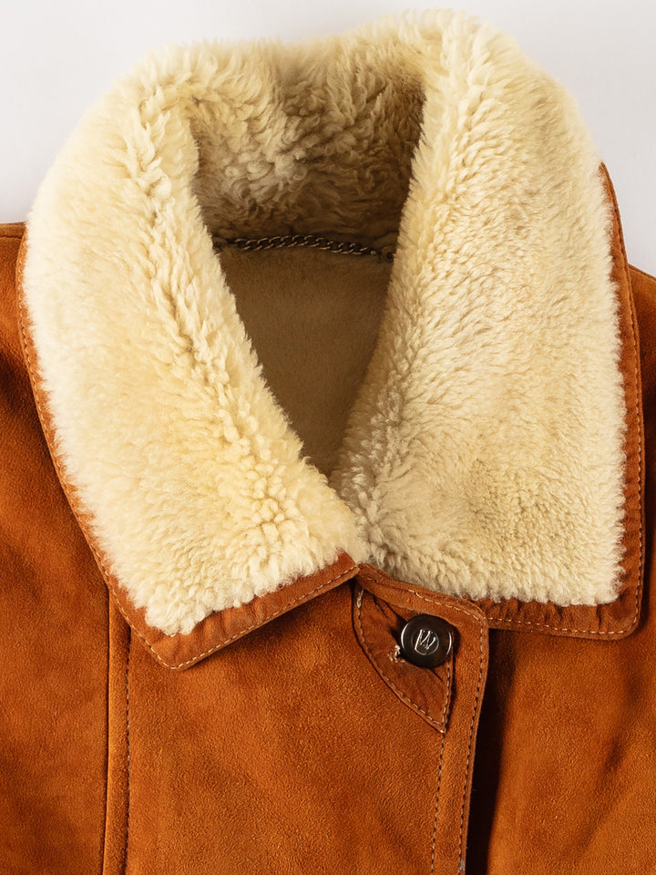 Vintage 80's Women Sheepskin Coat in BrownMN729