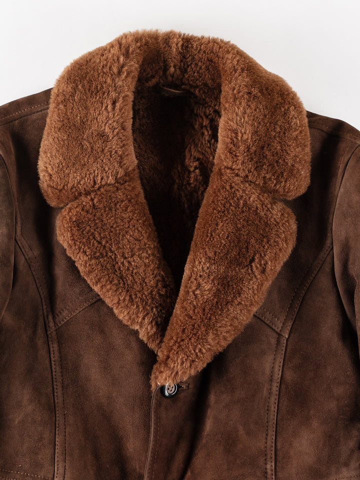 Vintage 70's Men Sheepskin Coat in BrownVN303