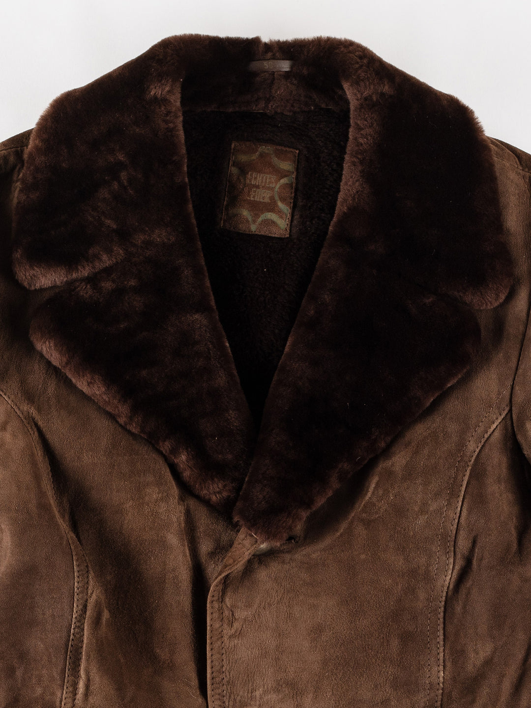 Vintage 70's Men Faux Sheepskin Coat in BrownVN679