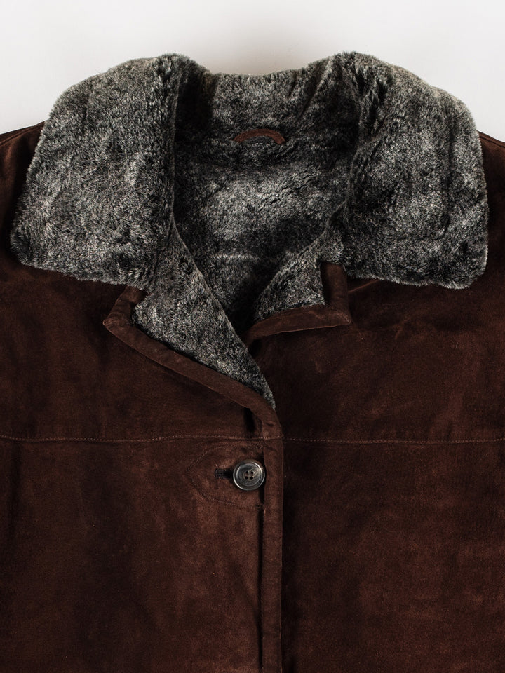 Vintage 80's Women Sheepskin Coat in BrownMN754