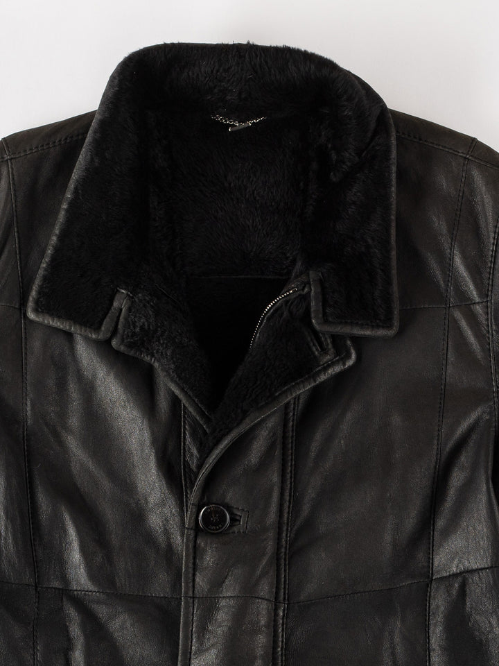 Vintage 80's Men Sheepskin Coat in BlackVN519
