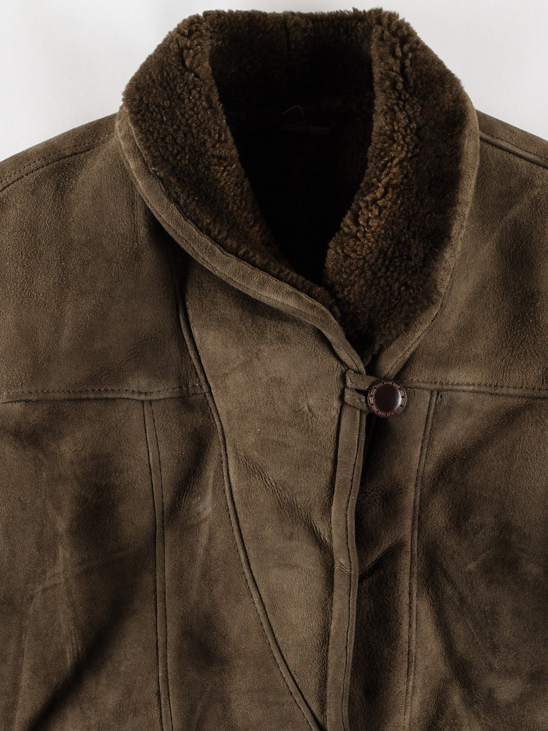 Vintage 80's Women Sheepskin Coat in GreenMN784