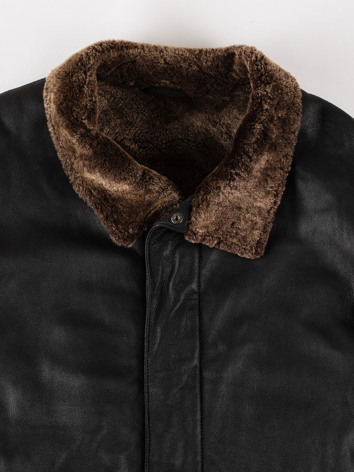 Vintage 80's Men Sheepskin Coat in BlackVN529