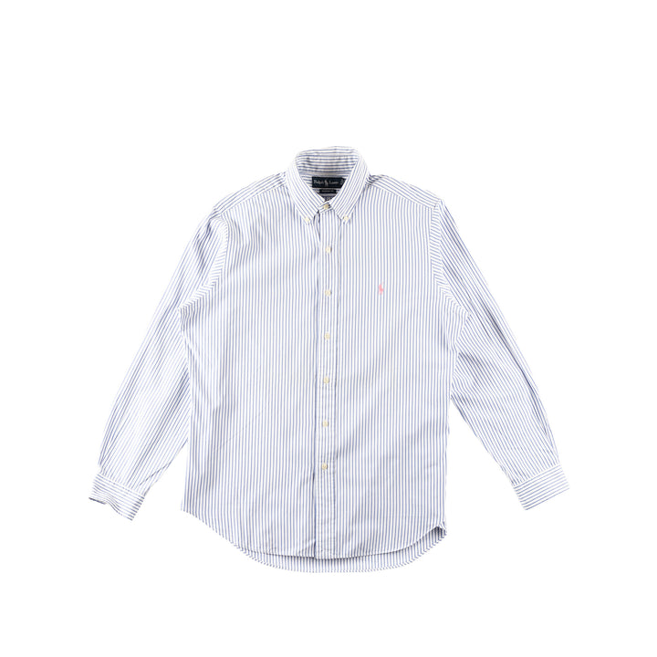 Vintage 90's Men Ralph Lauren Blue White Striped Shirt