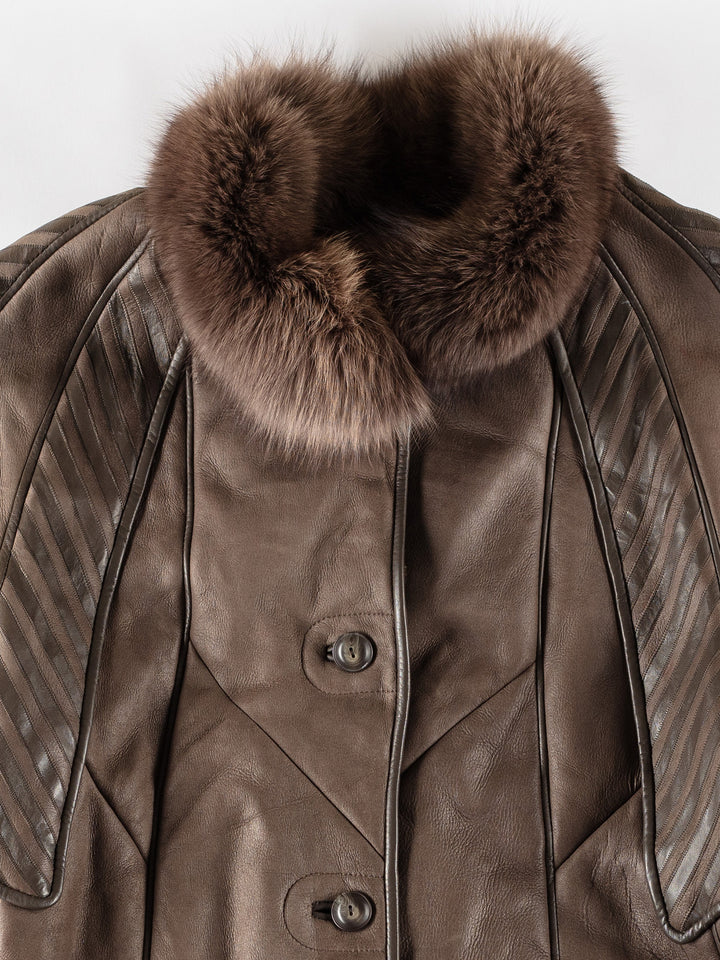 Vintage 80's Women Sheepskin Coat in BrownMN698