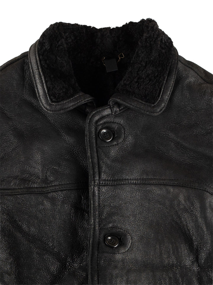 Vintage 80's Men Sheepskin Coat in BlackVN456