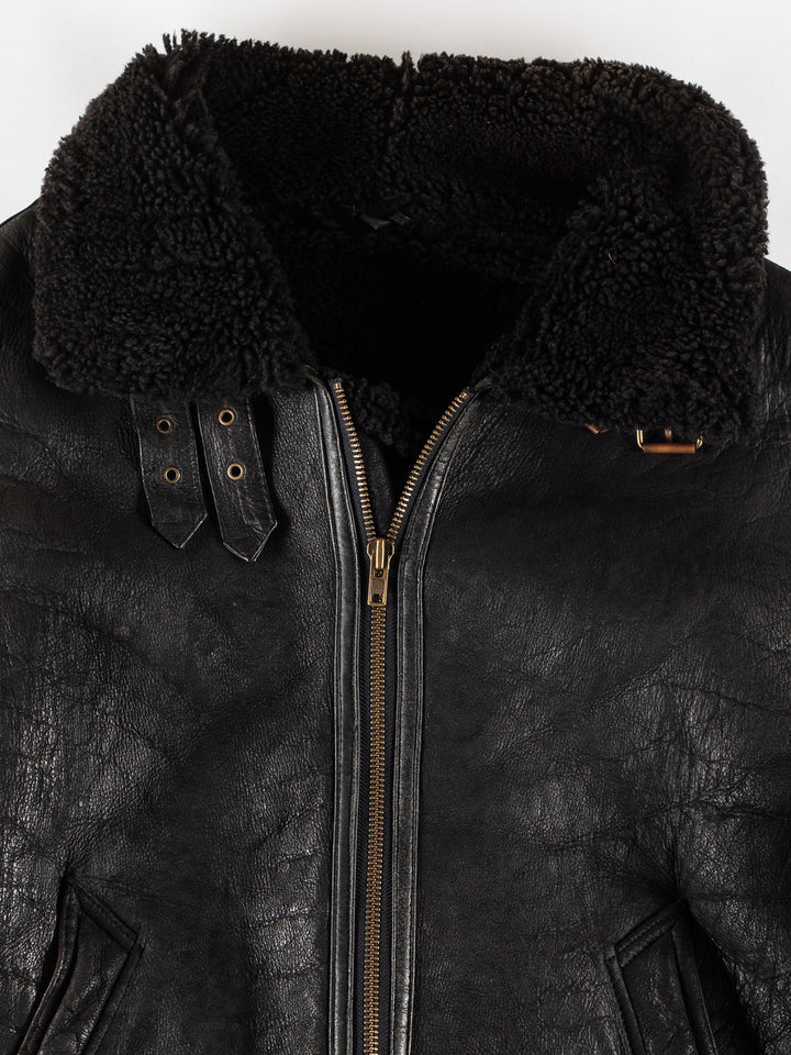 Vintage 80's Men Sheepskin Jacket in BlackVN783
