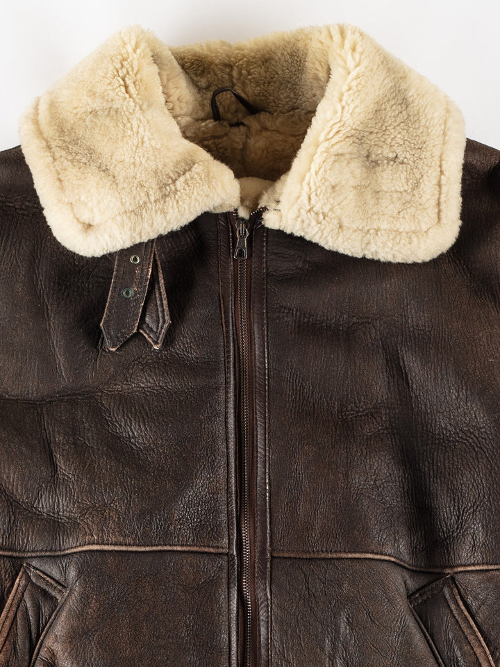 Vintage 80's Men Sheepskin Jacket in BrownVN784