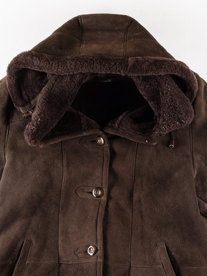 Vintage 80's Women Sheepskin Coat in BrownMN306