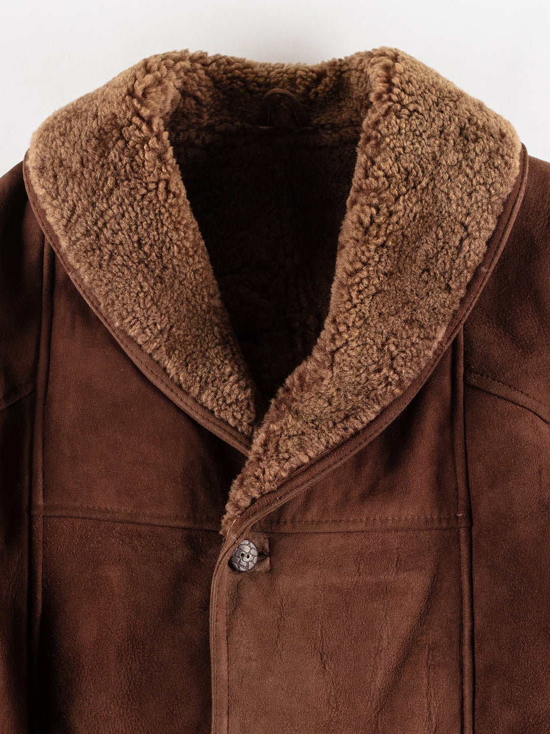 Vintage 80's Men Sheepskin Coat in BrownVN438