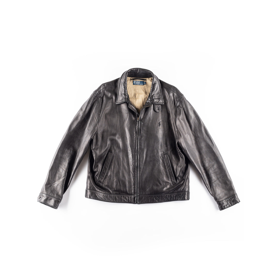 Vintage 00's Men Ralph Lauren Leather Jacket in Black