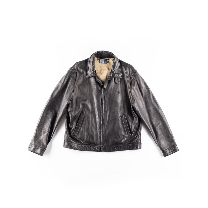 Vintage 00's Men Ralph Lauren Leather Jacket in Black